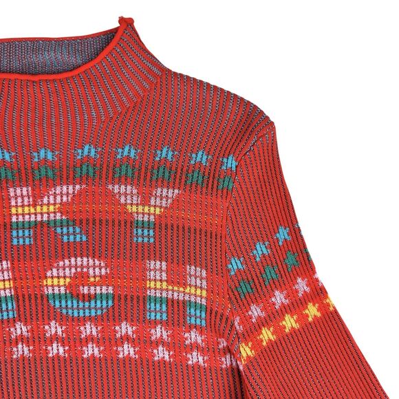 BDG Urban Outfitters Sky High Ribbed Crop Top Large Ski Retro Rainbow Mock Neck - Picture 4 of 13